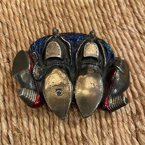 Funny western belt buckle. “Knocking boots” vintage 
”